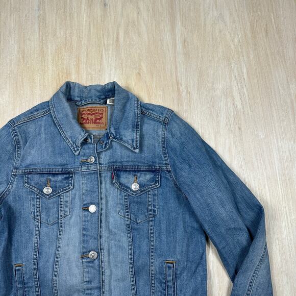 Levi's Denim Trucker Casual Everyday Button Front Fitted Jean Jacket Large - Picture 2 of 15